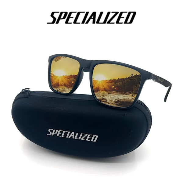 SPECIAUZED 2023 Cykelpolariserade solglasögon för män Fiske Okular Fyrkantiga glasögon Utomhussport Man Solglasögon UV400 dark brown gold whitout box