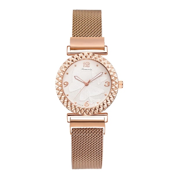All-Star Kvartsklocka Watch Fin Zirkon Mekaniska Damarmbandsur Casual Elegant mode hopfällbara klockor Watch 02-rose gold