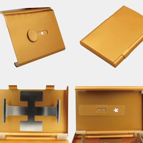 Metall Visitkortshållare Hand Push Card Case Bankkort Medlemspaket Ultra Tunt Visitkort Förpackning Box Organizer A-Gold