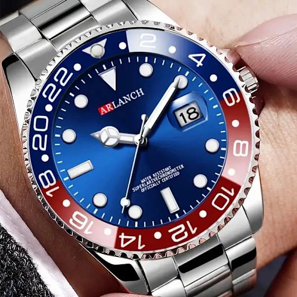Klassisk watch Quartz Green Ghost Diver Series Rostfritt stål Vattentät kalenderklocka Business Luxury Watch Reloj Hombre 305C1