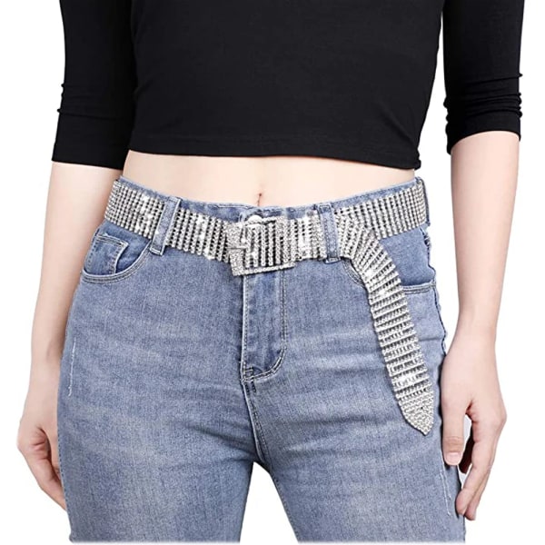 Damdiamant midjebälte med glänsande rhinestone Crystal Silver & Gold Sexigt tillbehör Belt C Gold 105CM