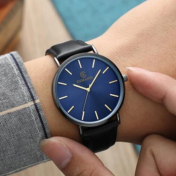 2022 Minimalistisk watch Ultratunna herrklockor för män Mode Enkel watch Läderklocka Reloj Hombre Relogio black 3