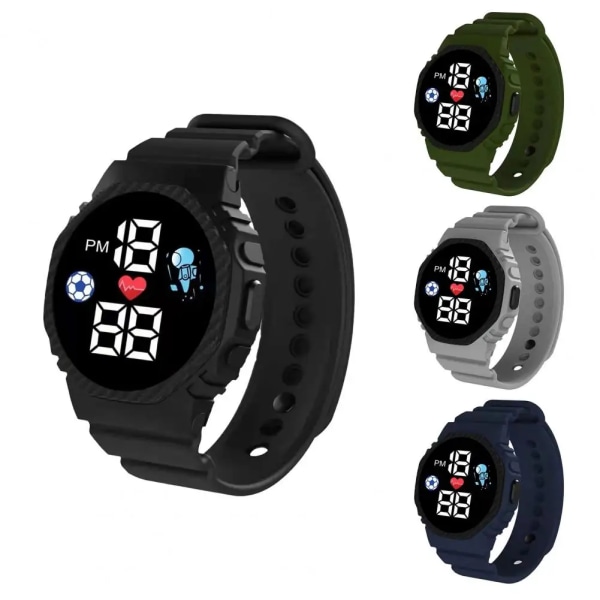 Lätt och stilfull modefotboll LED Digital watch Present Digital watch som är bevisad för dagligt bruk Black