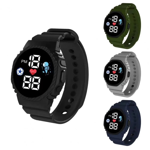 Lätt och stilfull modefotboll LED Digital watch Present Digital watch som är bevisad för dagligt bruk White