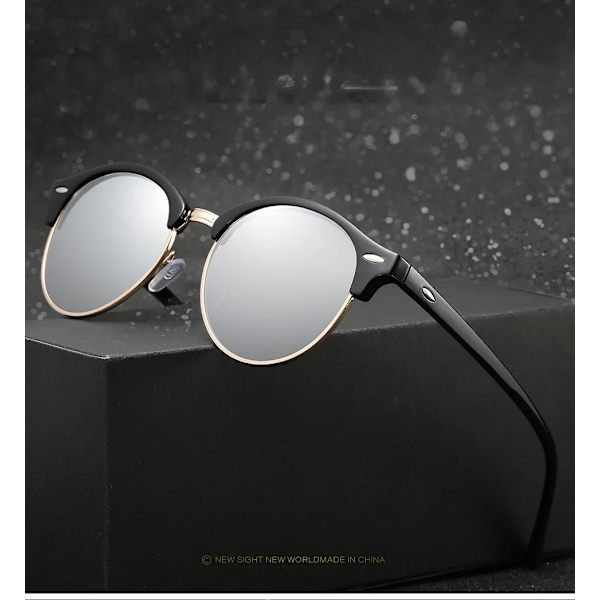 Klassiska halvbåglösa polariserade solglasögon Herr Dam Märkesdesigner Retro Driving Solglasögon Anti-bländning Oculos De Sol UV400 leopard tea AS