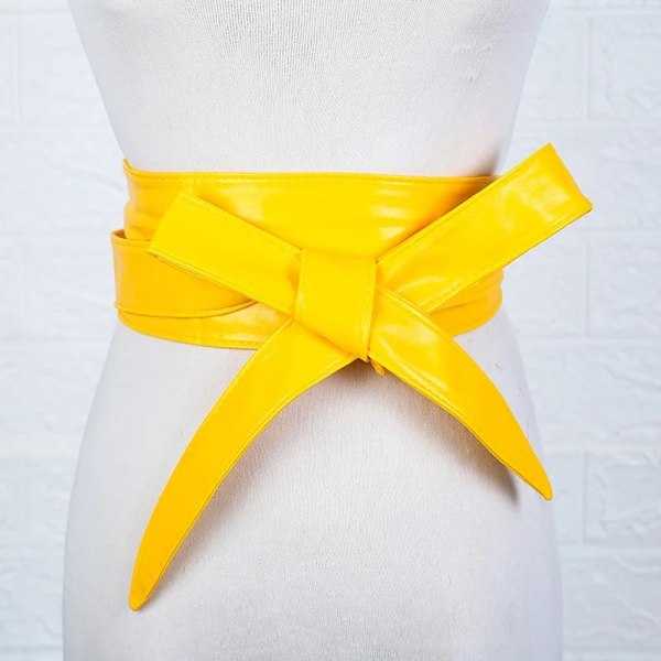 Kvinnor Snörbälte Nytt Bowknot Bälten för Kvinnor Längre Bind Midjeband Slips Rosett Dam Klänning Dekoration Mode Pu Bredt Bälte yellow 225cm