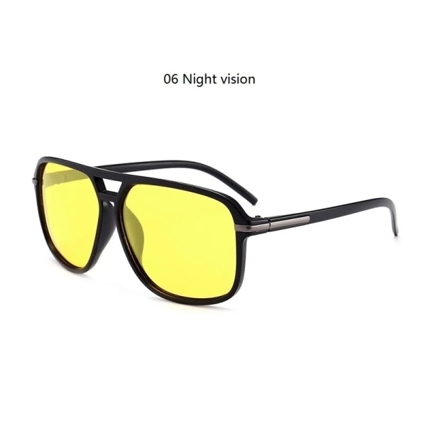 Överdimensionerade vintage polariserade solglasögon Män Kvinnor Mode Resor Förarmärke Solglasögon Pilot Svarta nyanser Anti-bländning UV400 06 Night vision