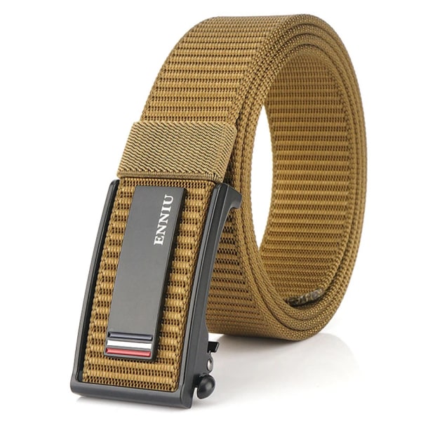 Nytt mode herrbälte Toppkvalitet Bekväma nylon för män Metall Automatiskt spänne Ung Canvas Taktisk designerbälte Brown Belt A 120cm Adjustable