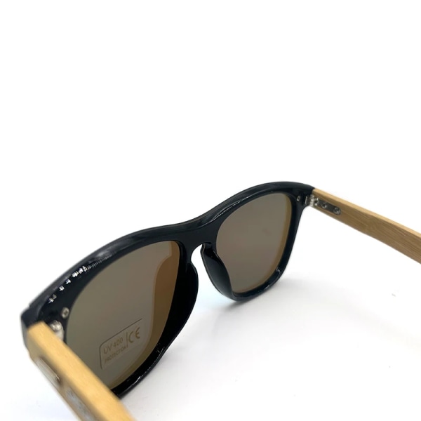 Märke Vintage solglasögon i trä män polariserad UV400 platt lins bågfri fyrkantig båge dam solglasögon Oculos Gafas S 01 black