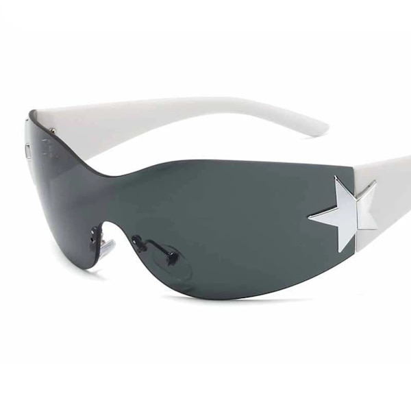 Barn Lyx Punk Sport Båglösa Solglasögon UV400 Pojkar Flickor Y2K Stars Goggles Solskydd Glasögon Modeglasögon för barn gray