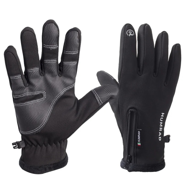 Pekskärm Halkfria vinterhandskar Unisex Vattentäta Vindtäta Varma Cykelhandskar Mode Dragkedja Sport Känsligt bekvämt Style2-Black M