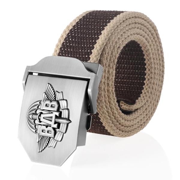 SupSindy män Canvasbälte 3D ryska luftburna trupper VDV metallspänne jeansbälten för män Army Military Taktisk Bälten Man Strap Coffee beige side 100cm