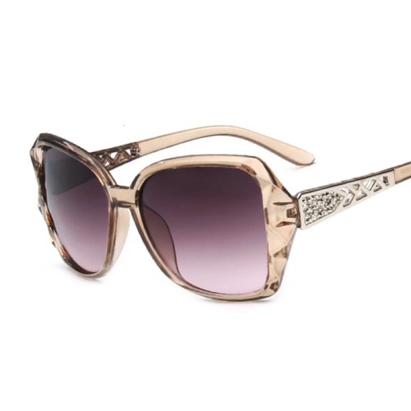 Mode Fyrkantiga Solglasögon Kvinna Lyxmärke Stora Lila Solglasögon Kvinnliga Spegelskärmar Dam Oculos De Sol Feminino Champagne