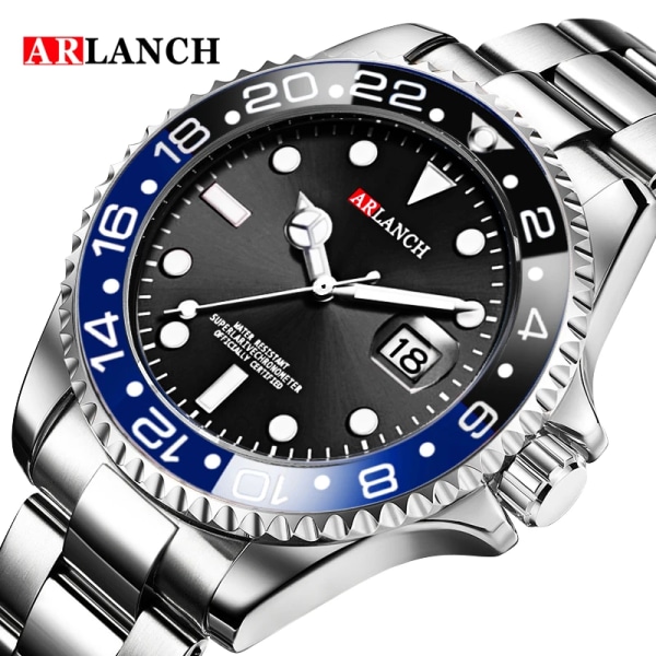 ARLANCH Hot Sell Herr Quatrz Watch Sport Herrklockor Toppmärke Lyx Vattentät Helstål Quartz Clock Herr Relogio Masculino Black