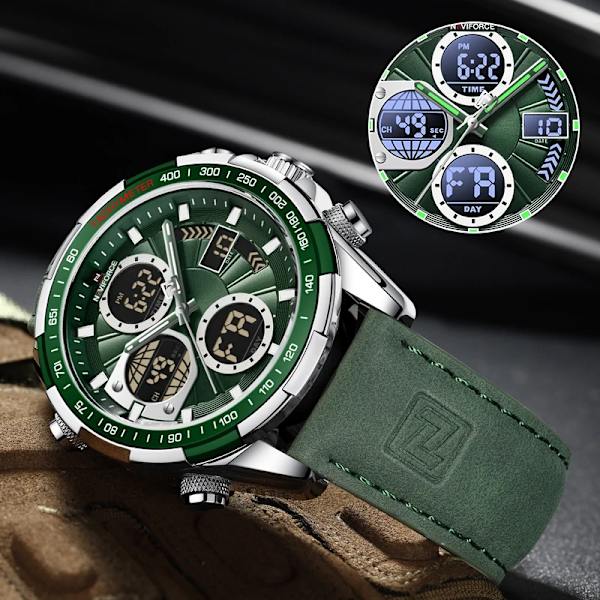 NAVIFORCE Business Lyx Läder Herrklockor Sport Kronograf Watch För Man Vattentät Quartz Armbandsur Nytt Original S-BE-BE