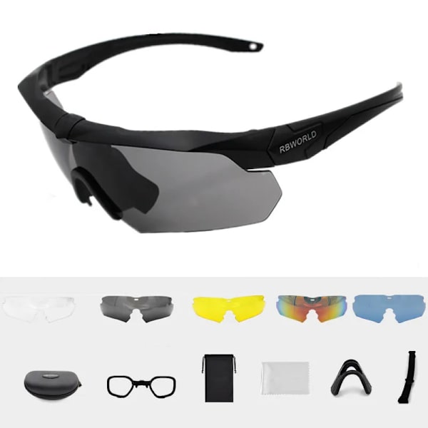 Tr90 Military Goggles 3 lins Solglasögon Skottsäkra Army taktiska Glasögon skytte Glasögon MTB Cykling 5 PC lens(.297)
