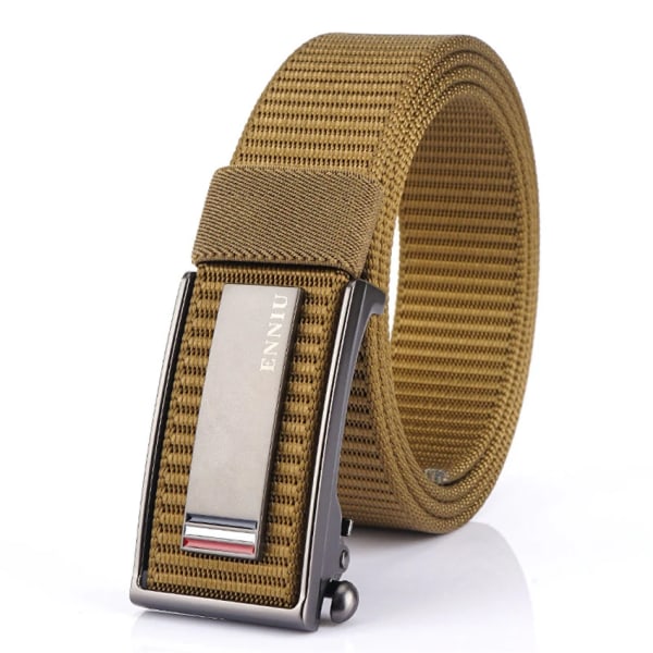 Nytt mode herrbälte Toppkvalitet Bekväma nylon för män Metall Automatiskt spänne Ung Canvas Taktisk designerbälte Brown Belt B 120cm Adjustable