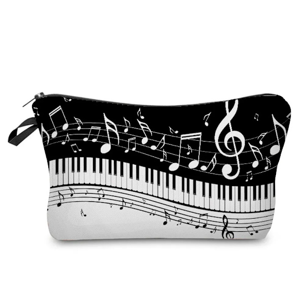Högkvalitativ organizer Bärbart case Piano Gitarrmålning Dam Sminkväska Värmeöverföring Musiknoter Print Kosmetiska väskor hz3806 Music Bag