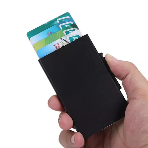 Ny stil kort-ID-hållare Aluminiumplånboksficka ID-korthållare Rfid-blockerande plånbok Automatisk pop-up case Gray