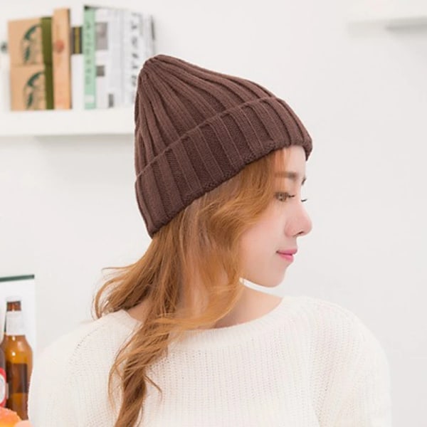 Unisex Bomullsblendade Varma Mjuka Stickade Mössor Hip Hop Vintermössor Beanies För Flickor Höstmössor Skullies Beanies Red