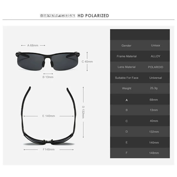 Polariserade solglasögon Herr Aluminium Magnesium Båge Sportsolglasögon Herr Driver Retro UV400 Anti-Green Solglasögon Black Frame Red With Glasses Case
