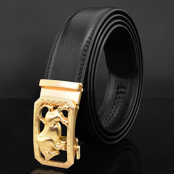 Lyxmärke tiger automatiskt spänne man vitt bälte äkta läder modedesigner Casual Hög kvalitet ceinture homme Black gold 1 115CM