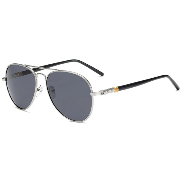 RBRARE Klassiska Polarized Light Solglasögon Herr Lyxmärke Designerglasögon Retro Högkvalitativ Metall Körning Manlig Goggle Ingen låda Silver Gray