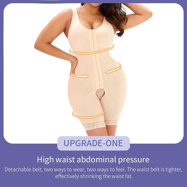 Colombianskt gördel för kvinnor modelleringsbälte 3-bröst Fajas BH Shaper Spets Slimming Shorts Bodyshaper Hemmakläder Waist trainer Plus style 2 black 4XL