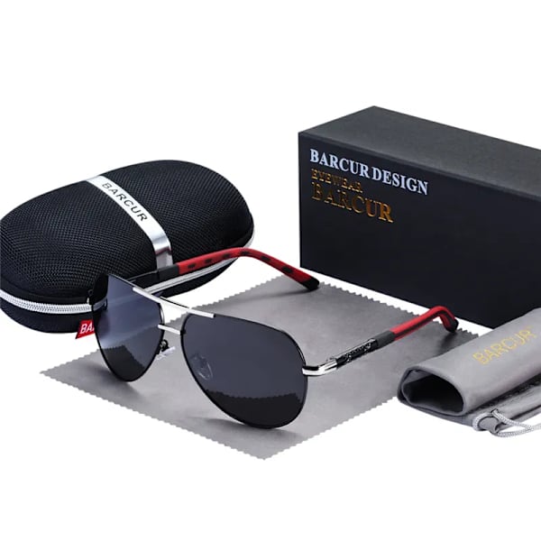 BARCUR Solglasögon för män Polarized UV400 Skydd Körning Solglasögon Kvinnor Man Oculos de sol Silver Gray BARCUR