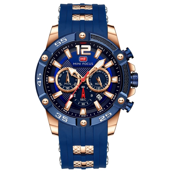 Watch för män Lyx Toppmärke Sport Quartz Armbandsur Vattentät Chronograph Mode Klockor Silikonrem Relogio Masculino MF0349G02