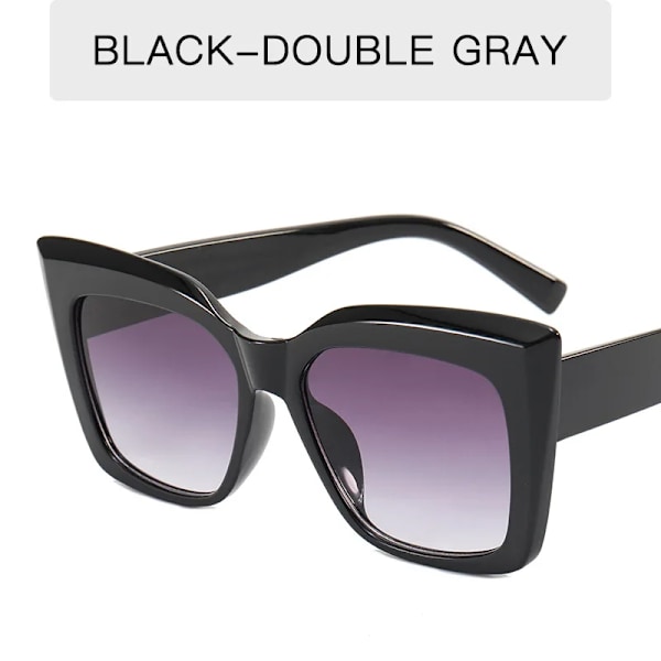 HKNA Cat Eye Solglasögon Kvinnor Lyxiga Fyrkantiga Oversized Glasögon Stor Båge Gradient Shades för Kvinnor Gafas De Sol BlackDoubleGray free cloth