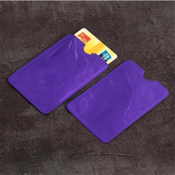 5 st RFID-blockeringskortfodral för män Kvinnor Laser Aluminiumfolie NFC-läsare Låsskydd Anti Scan Bank Kreditkortshållare Purple
