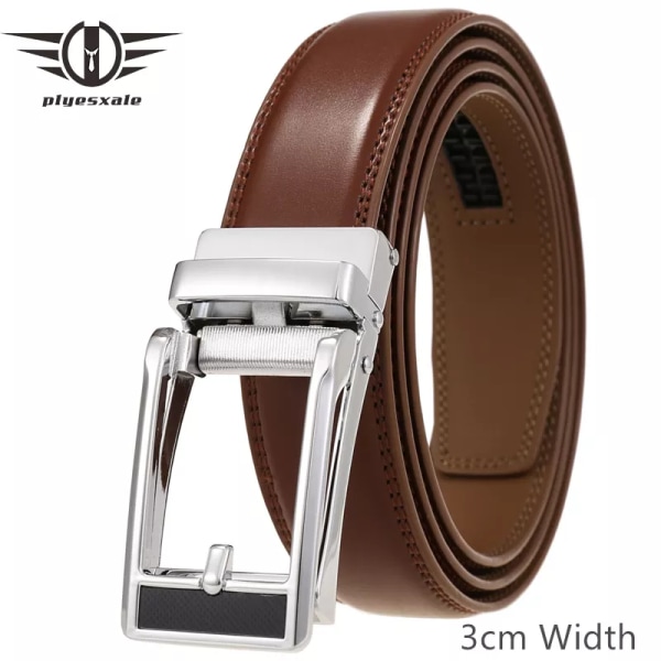 Märke 3 cm Bredd Herr Business Casual Bälten Äkta läder Herr Enkelt Bälte Modedesigner Formell kostym Bälte B908 Dark Brown 2 110cm