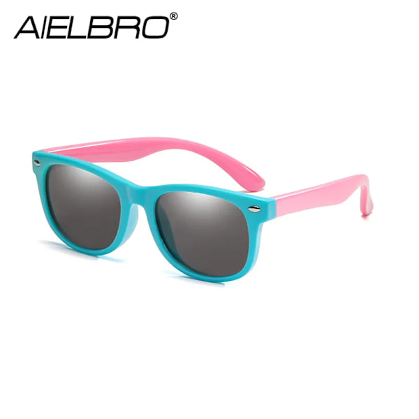 AIELBRO Polariserade solglasögon för barn TR90 Pojkar Flickor Cykelglasögon Silikon Skyddsglasögon Present för barn Baby Cykelglasögon Pink light blue
