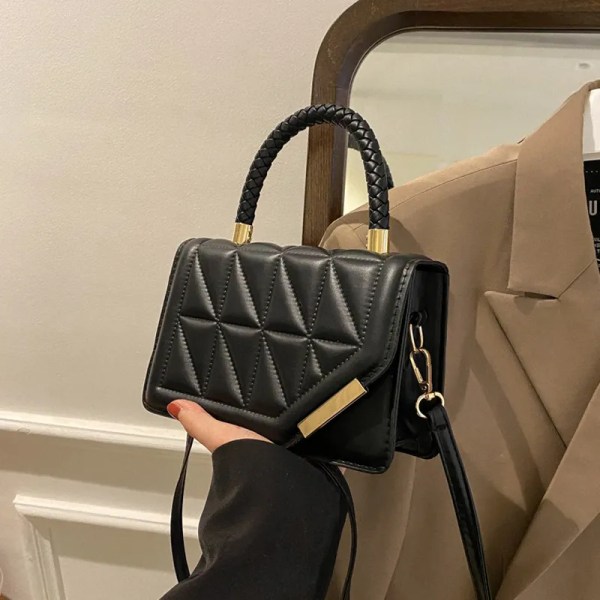 Nytt mode axelväska Rutigt PU-läder Damhandväskor Designer Crossbody-väskor för kvinnor Khaki 20x13x7cm
