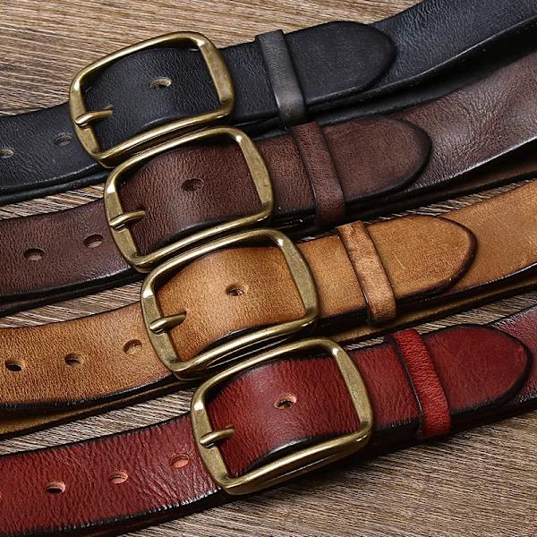 3,8 cm tjockt koskinn kopparspänne äkta läder Casual jeansbälte män högkvalitativt retro lyxigt manligt band Cintos Khaki 100cm