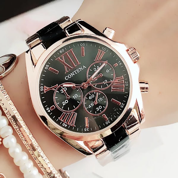 Ny watch Damklockor i rostfritt stål Keramiska armbandsur Dam Quartz Klockor Toppmärke Lyx Damklänning Klockor Dam Waches pink