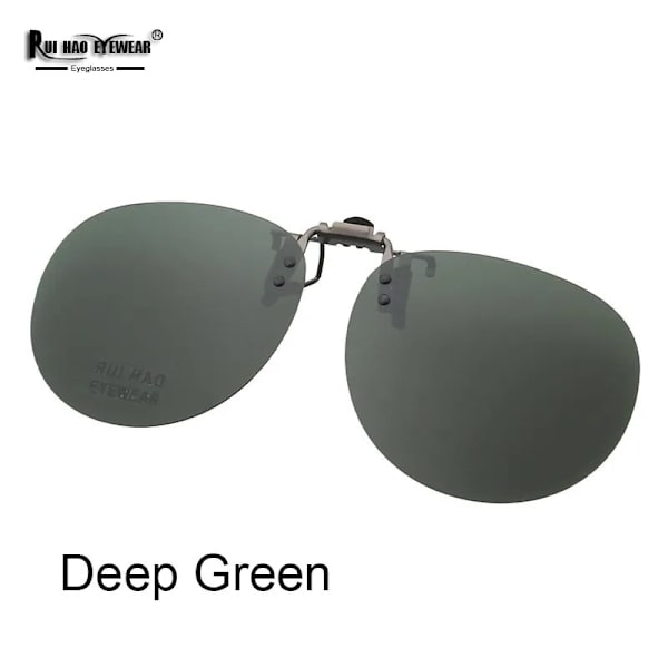 Runda solglasögon Unisex glasögonklämma kan fällas upp Solglasögon Polariserade solglasögon Män Kvinnor Märke Körglasögon Deep green Grey bridge