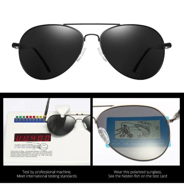 FUQIAN Mode Pilot Män Polariserade Solglasögon Oversized Metal Aviation Man Solglasögon Klassiska Svarta Driving Shades UV400 Gun Black Polarized