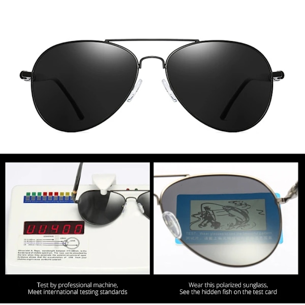 FUQIAN Mode Pilot Män Polariserade Solglasögon Oversized Metal Aviation Man Solglasögon Klassiska Svarta Driving Shades UV400 Tea Tea Polarized