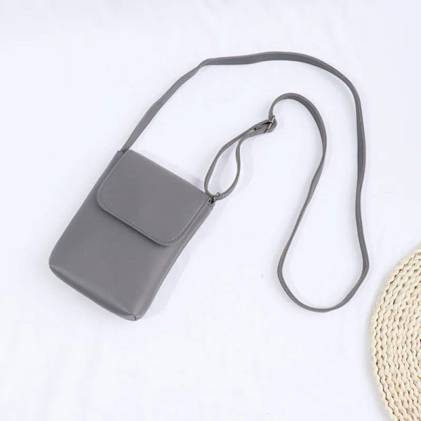Flap Crossbody-väskor Dam Mini PU-läder axelväskor och handväskor för flickor Damtelefon Enkel solid designerväska 9-2659 Grey