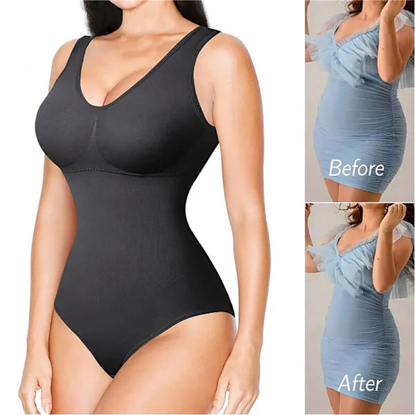 Body Shapewear Kvinnor Ärmlös Waist Trainer Magkontroll Korsett i ett stycke Reduktivt slimmande underkläder Black M