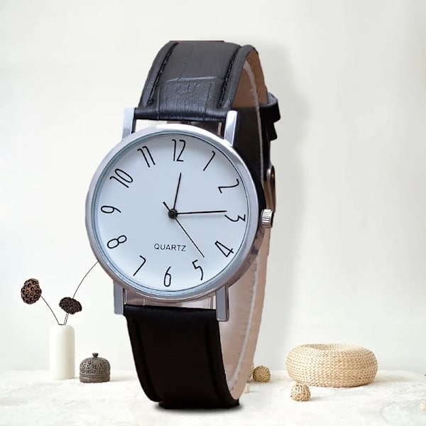 Herrklockor Top Lyx Watch Watch Man Klocka B white surface black belt