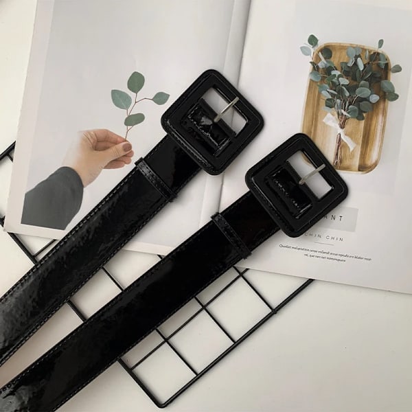 Brett kvinna midjebälte Solid lackläder Stora korsettbälten för kvinnor Högkvalitativ klänning Midjeband Stor tröja Jeansrem Röd black belt 103x4.8cm