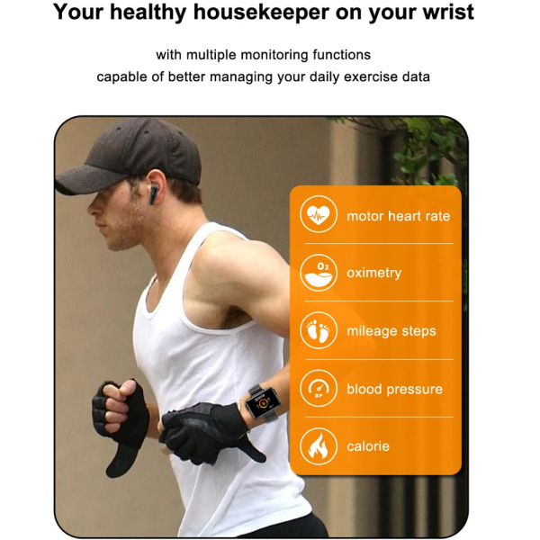 TWS Wireless BT Headset Smart Watch Dam Herr 1,4 tum Blue Tooth Call Fitness Musik Sport Smartwatches 2 i 1 för Android iOS JM08 SVSV1M