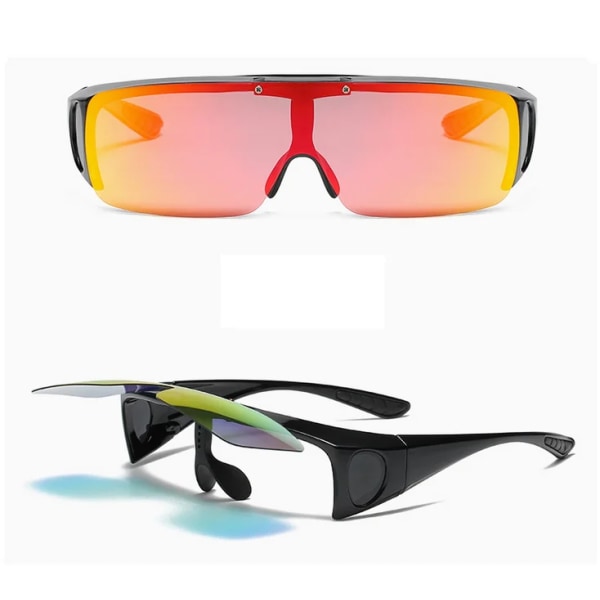 Ny polariserad lins för män Körning Fiske Solglasögon Cover För Myopia Glasögon Flip Polaroid Solglasögon Oculos De Sol Masculino Flip red reflictive