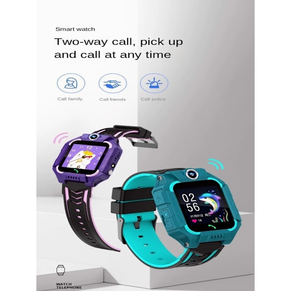 Barn Smart Watch Sim-kort SOS Ring Telefon Smartwatch För Barn Foto Vattentät Kamera Plats Tracker Present för pojkar och flickor W19-360 Red