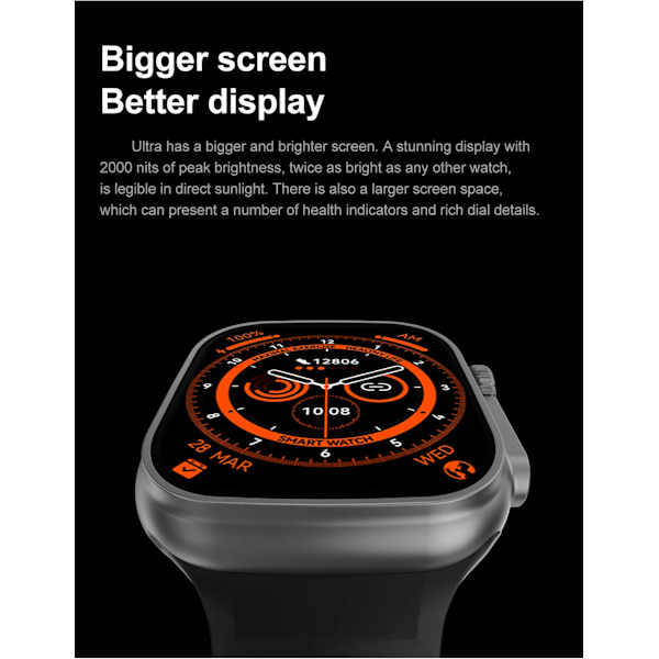 AirPara Smart Watch Ultra Bluetooth Call NFC Smartwatch Wireless Charge Health Monitor Herr Dam Fitness Watches Series 8 With Silicone Strap(.543)