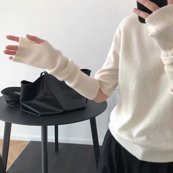 Långa Fingerless Handskar Damvante Vinter Armvärmare Stickad Arm ärm Fin Casual Mjuka Goth-kläder för flickor Punk Gothic Handske long - Ginger