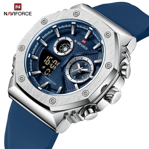 2023 NAVIFORCE Casual Sport Watch Digital Väckarklocka Man Klocka Hållbar Silikon Vattentät Lysande Herr Quartz Armbandsur SBEBE